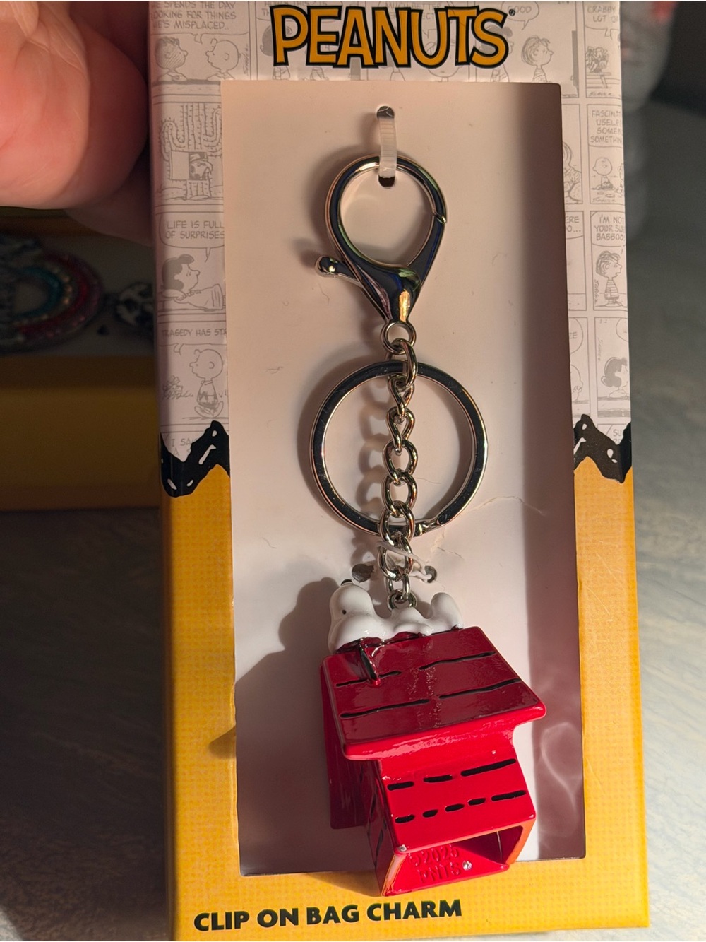 Peanuts Red Snoopy Doghouse Clip On Bag Charm with Silver Hardware. New - Picture 1 of 6